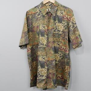 Vintage Tori Richard Hawaiian Shirt Size‎ L Cotton Lawn Batik Island Tropical